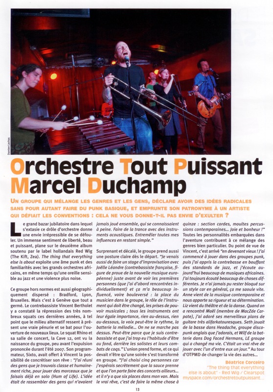 Longueurs d&rsquo;Ondes n° 57 : Orchestre Tout Puissant Marcel Duchamp