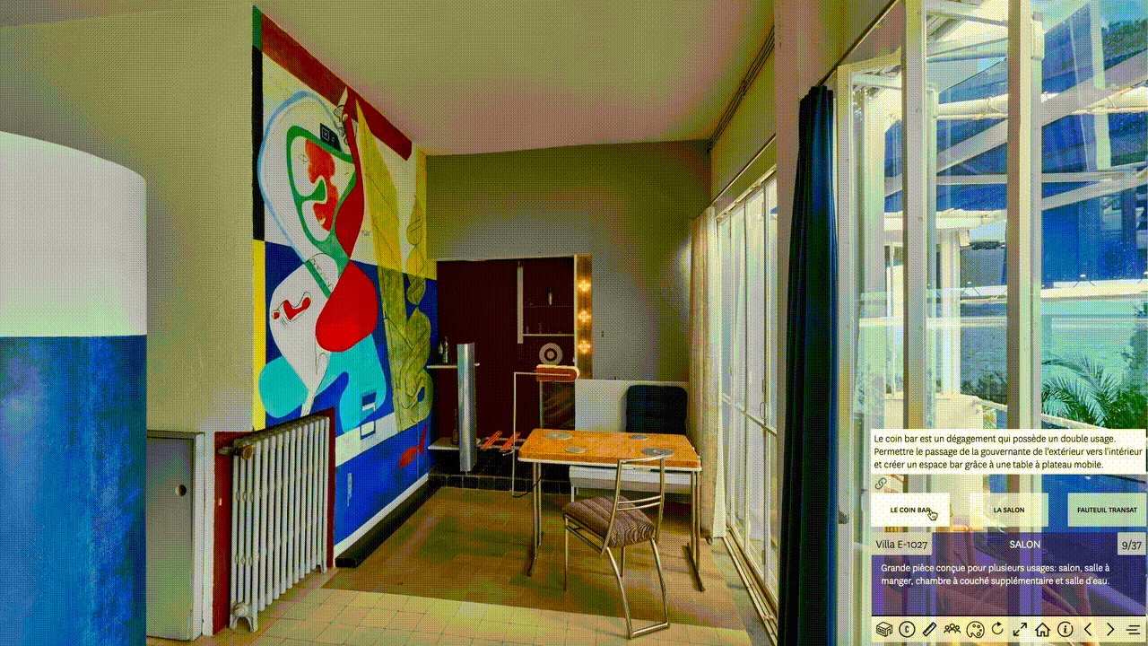 Visite virtuelle 360: Cap Martin, Eileen Gray et Le Corbusier. Centre Monuments Nationaux.